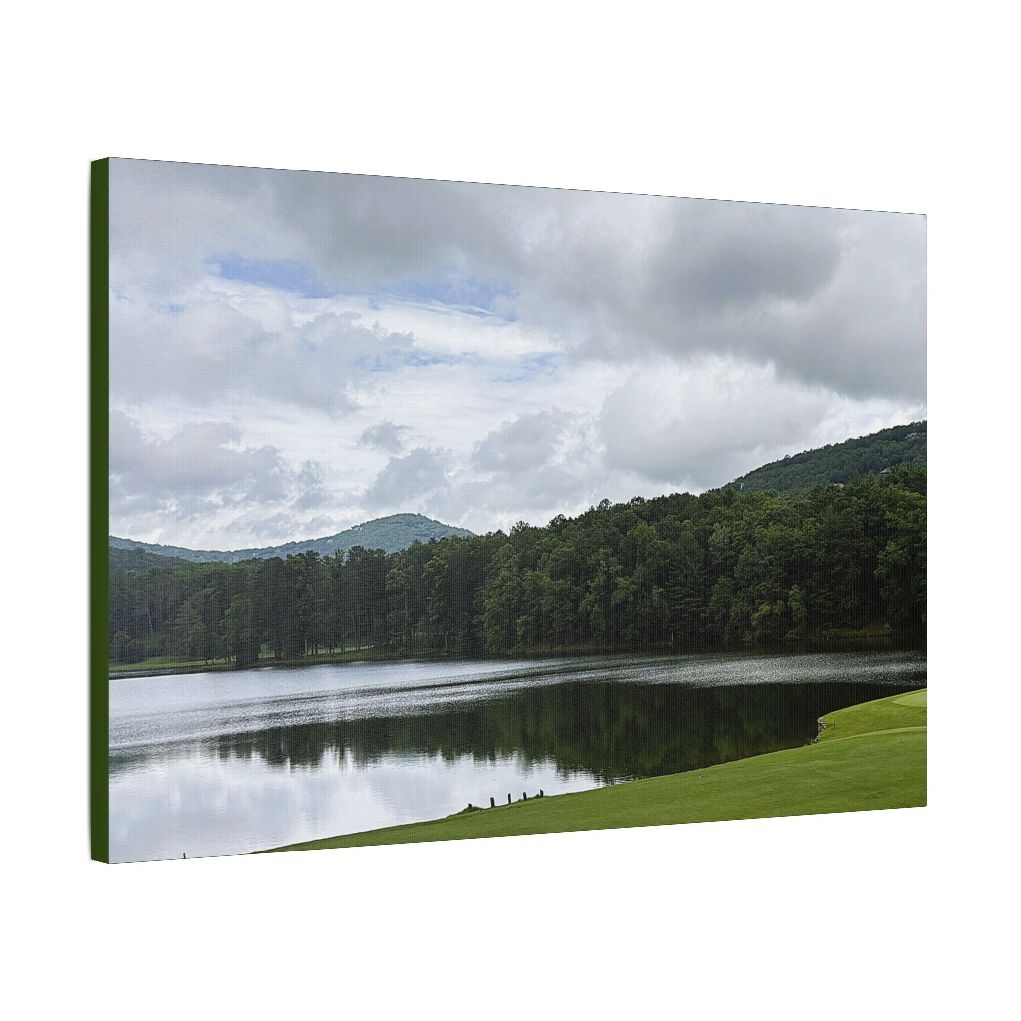 SOMETHING NEEDED | North Georgia Lake Landscape Canvas Stretched | Satin Canvas Wall Art