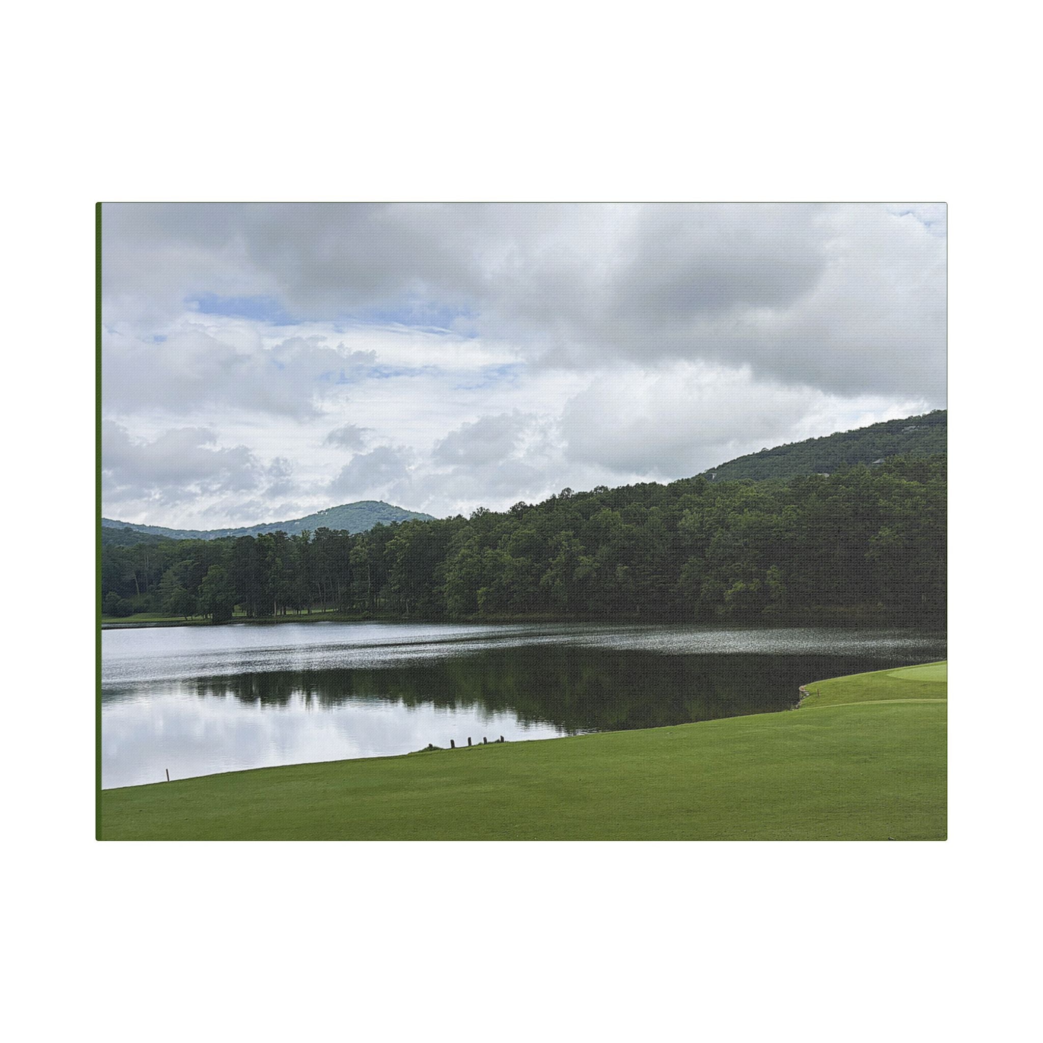 SOMETHING NEEDED | North Georgia Lake Landscape Canvas Stretched | Satin Canvas Wall Art