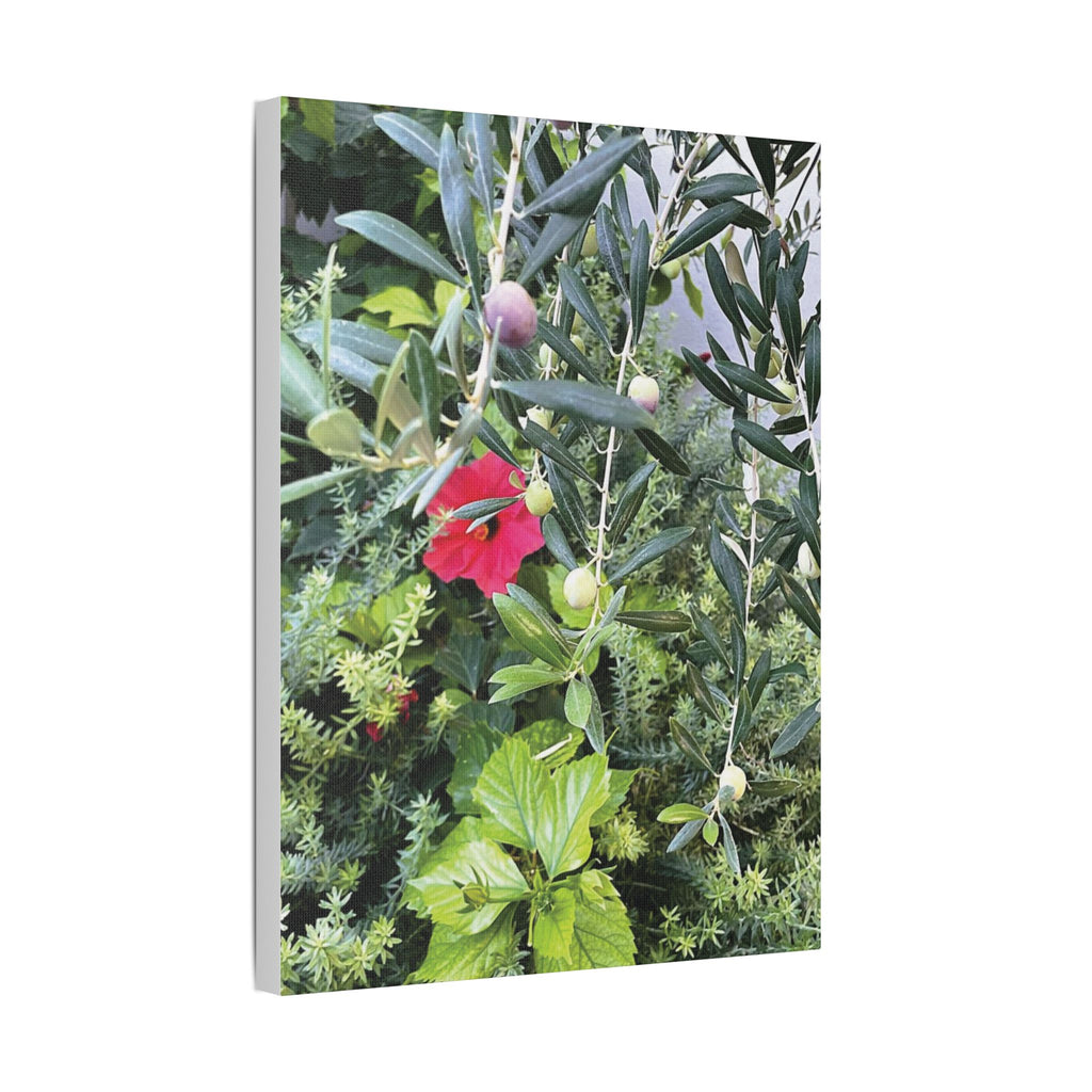 SOMETHING LUSH | Hibiscus and Red Wine Grapes Stretched Satin Canvas