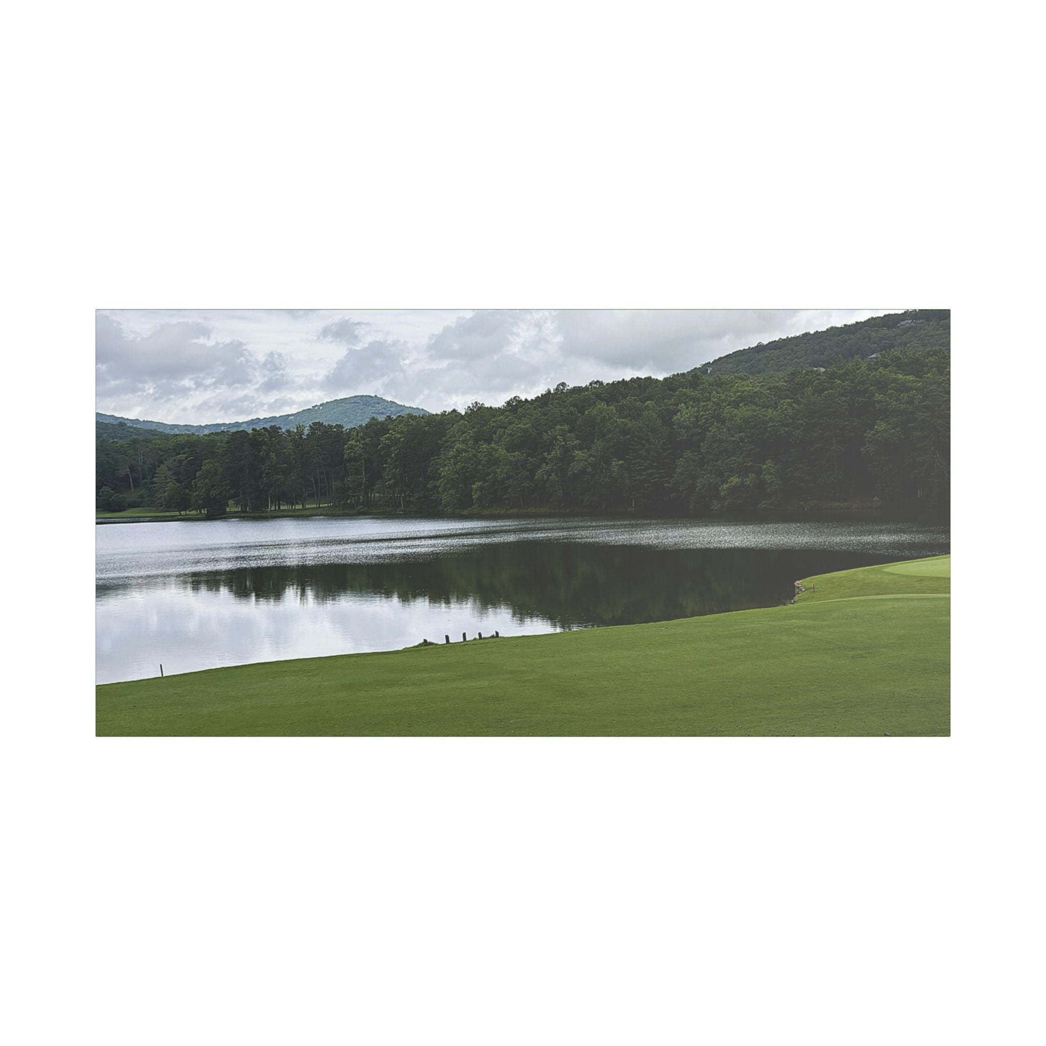 SOMETHING NEEDED | North Georgia Lake Landscape Canvas Stretched | Satin Canvas Wall Art