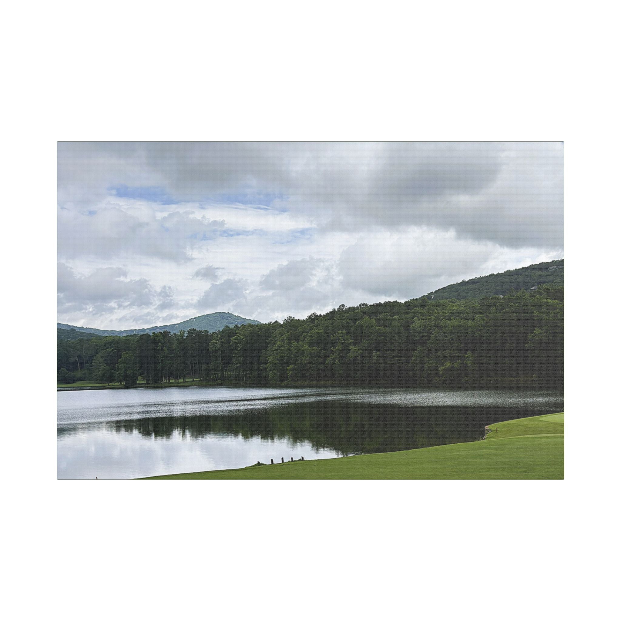 SOMETHING NEEDED | North Georgia Lake Landscape Canvas Stretched | Satin Canvas Wall Art