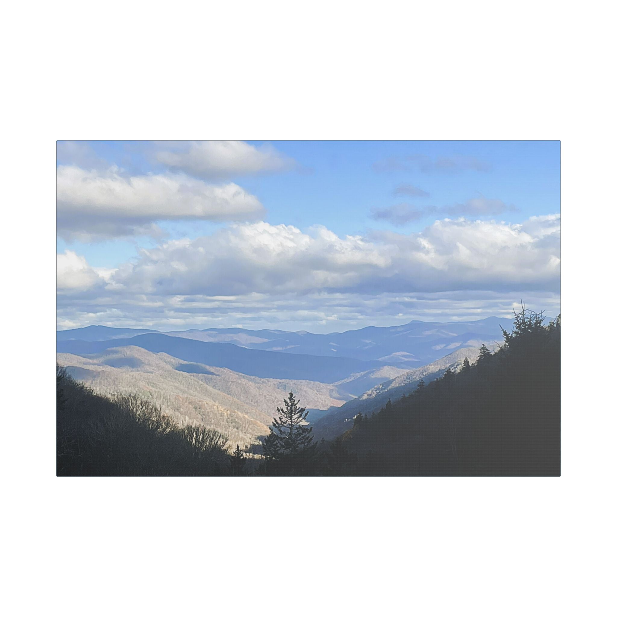 SOMETHING FOUND | TN Blue Mountain Valley Landscape Canvas | Satin Stretched Canvas