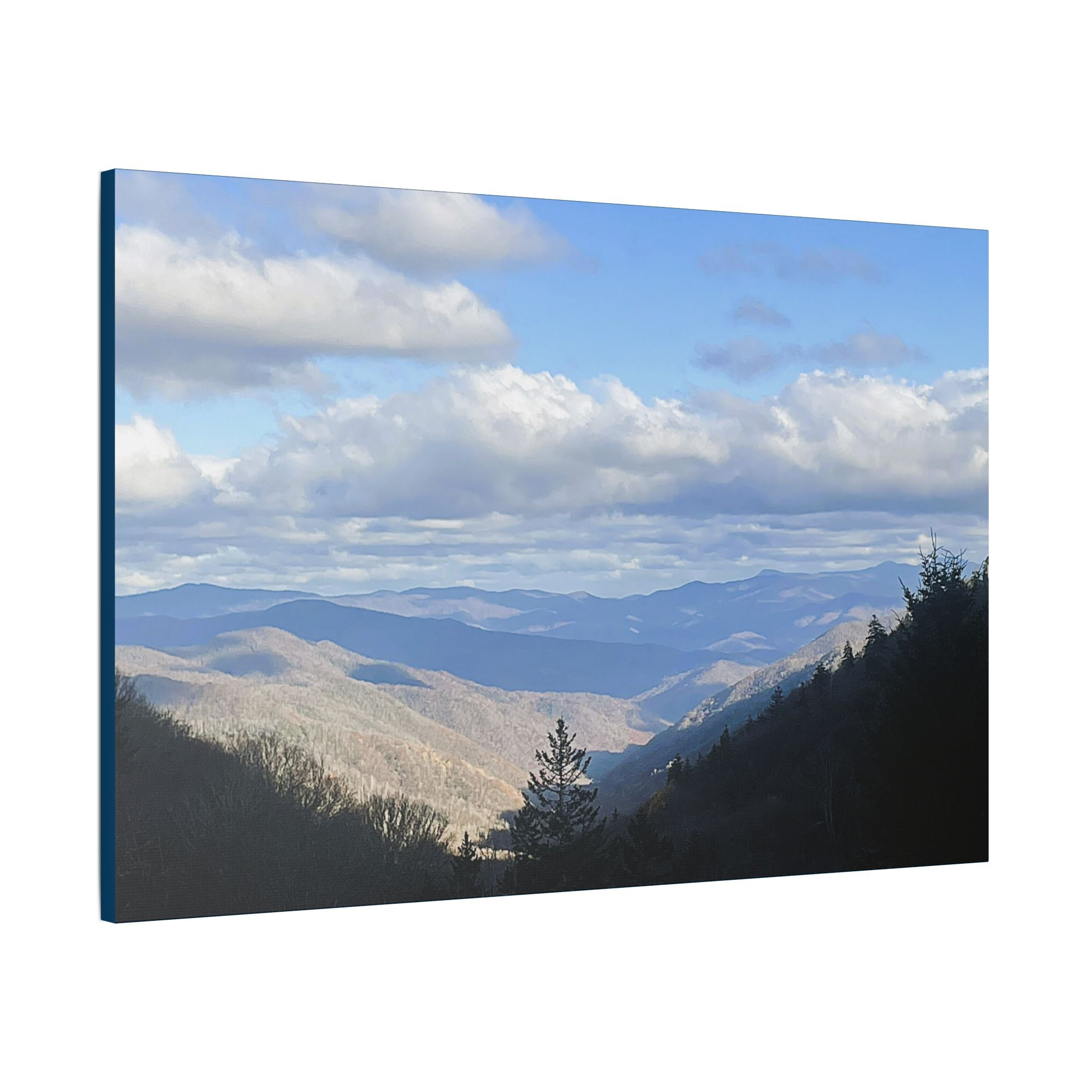 SOMETHING FOUND | TN Blue Mountain Valley Landscape Canvas | Satin Stretched Canvas