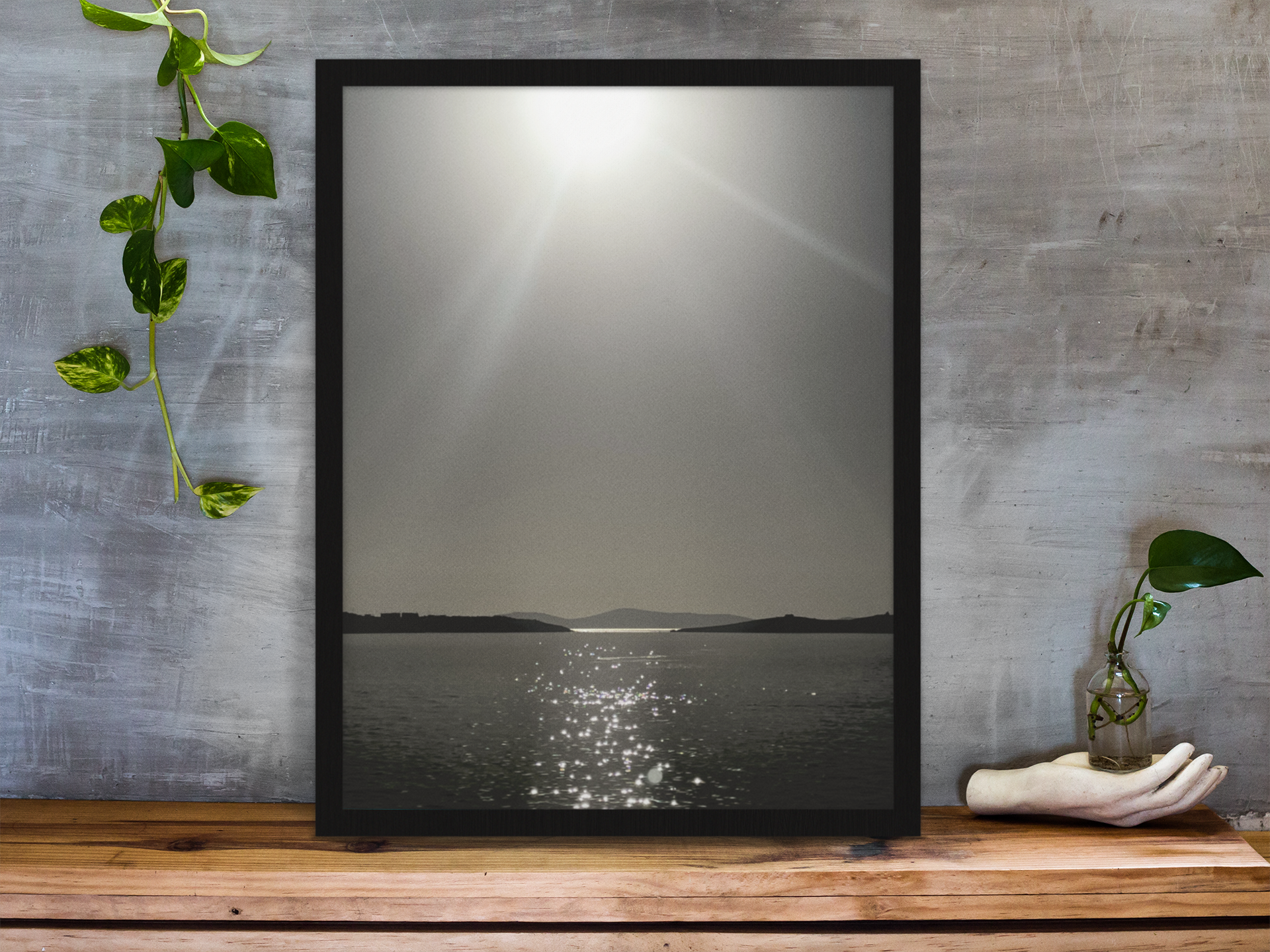 SOMETHING DAZZLING | Sunlight Over Sea Satin Canvas Stretched | Seascape Wall Art