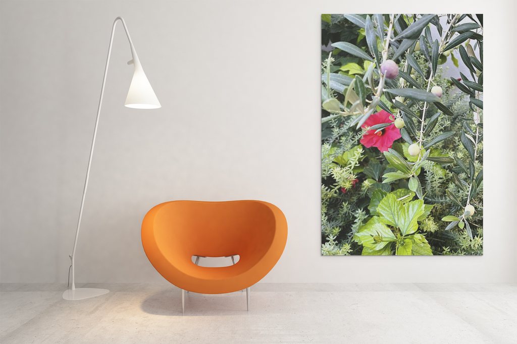 SOMETHING LUSH | Hibiscus and Red Wine Grapes Stretched Satin Canvas