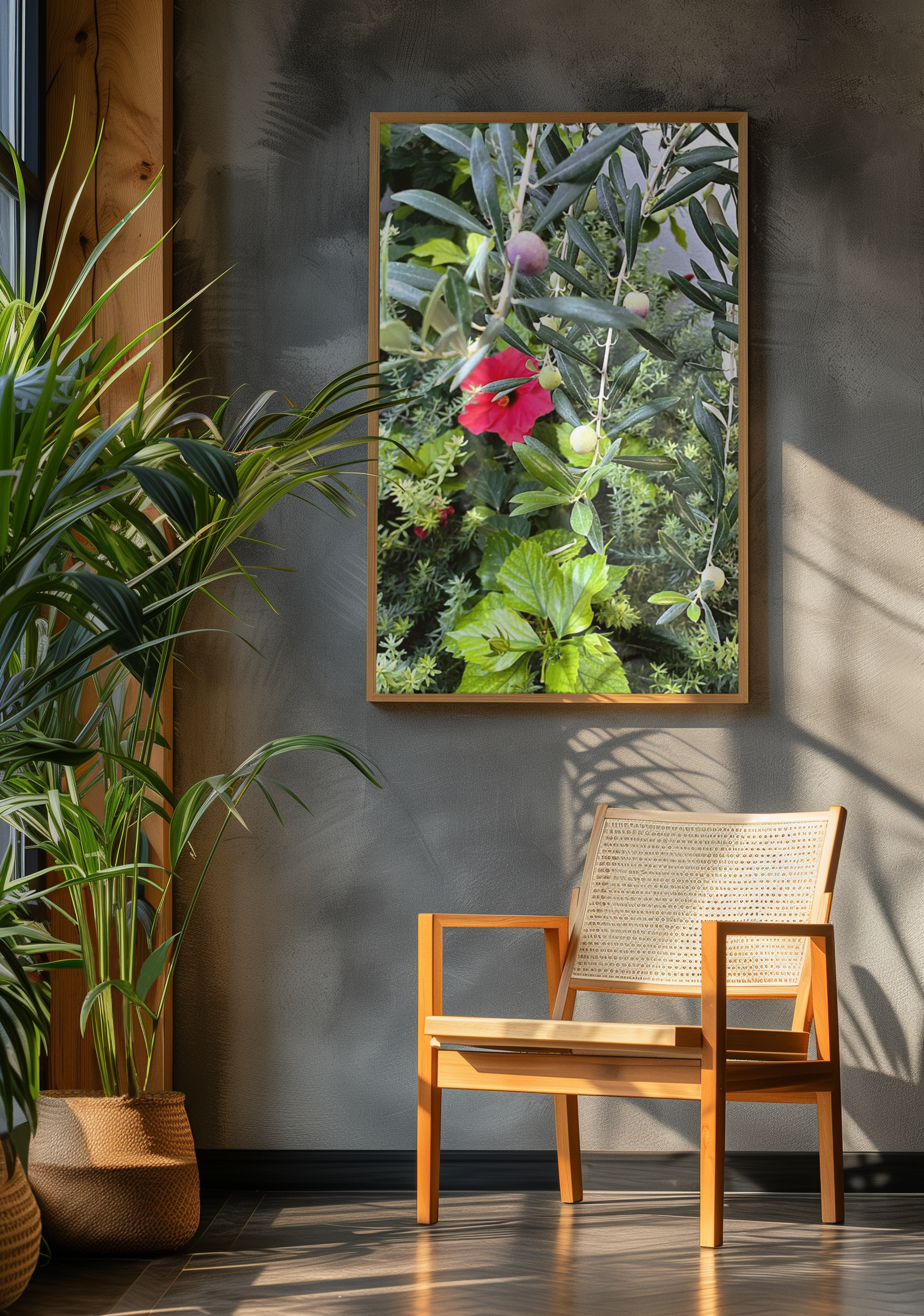 SOMETHING LUSH | Hibiscus and Red Wine Grapes Stretched Satin Canvas