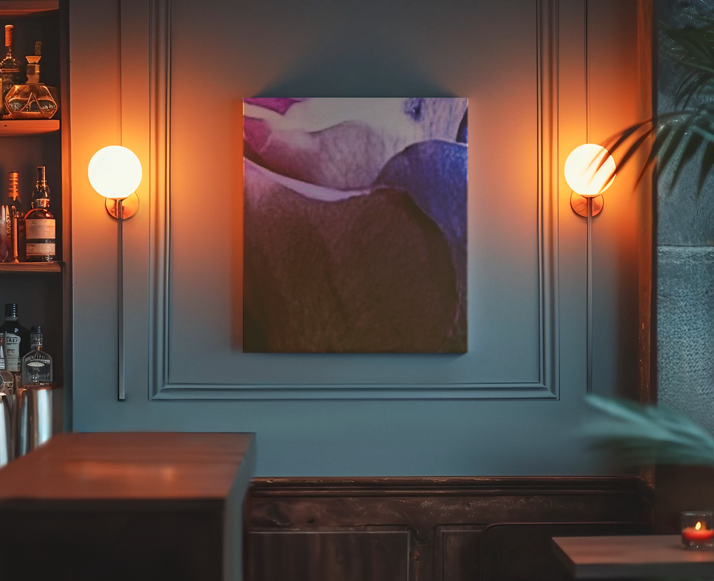 SOMETHING SPICY | Abstract Organic Shapes Satin Stretched Canvas | Brown Purple Wall Art