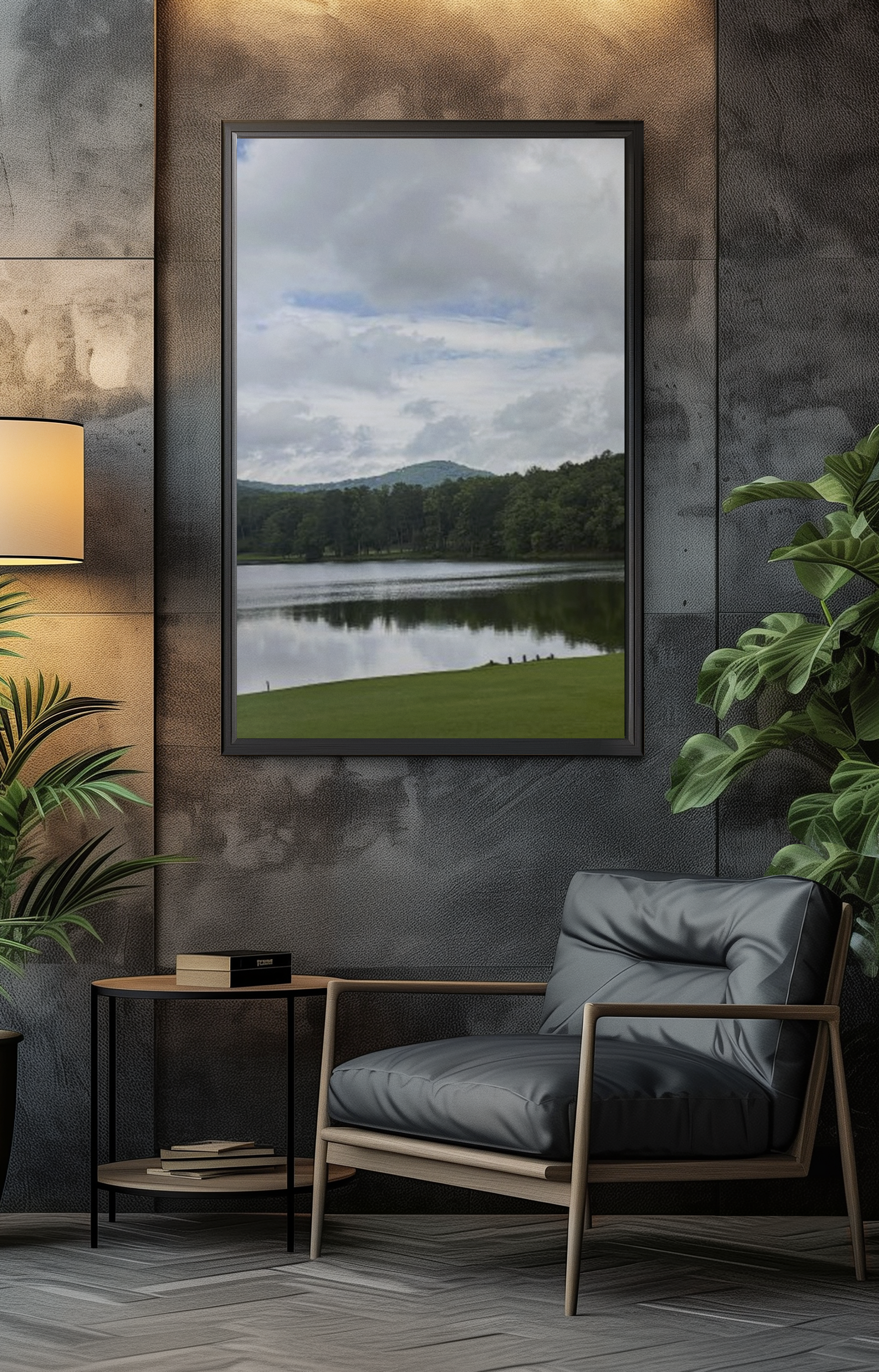 SOMETHING NEEDED | North Georgia Lake Landscape Canvas Stretched | Satin Canvas Wall Art