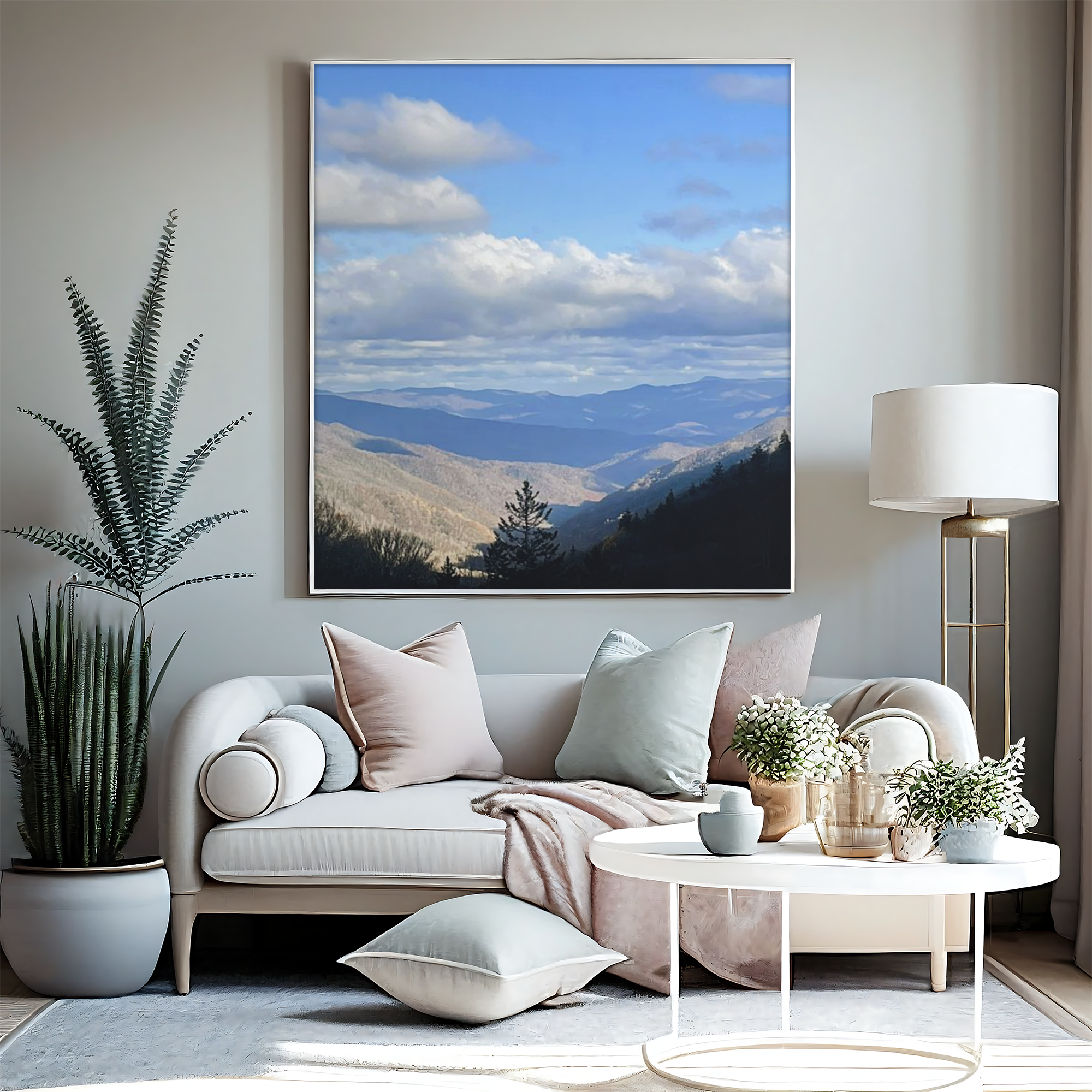 SOMETHING FOUND | TN Blue Mountain Valley Landscape Canvas | Satin Stretched Canvas