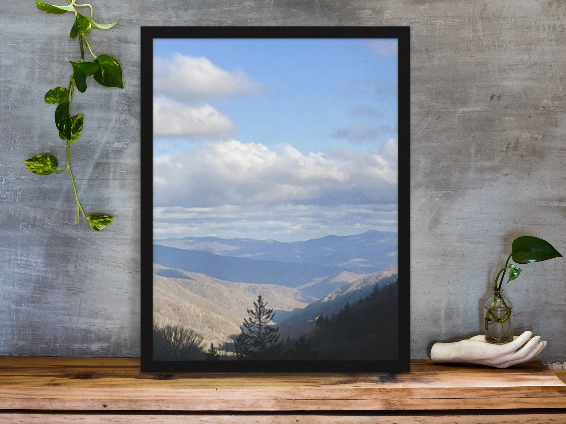SOMETHING FOUND | TN Blue Mountain Valley Landscape Canvas | Satin Stretched Canvas