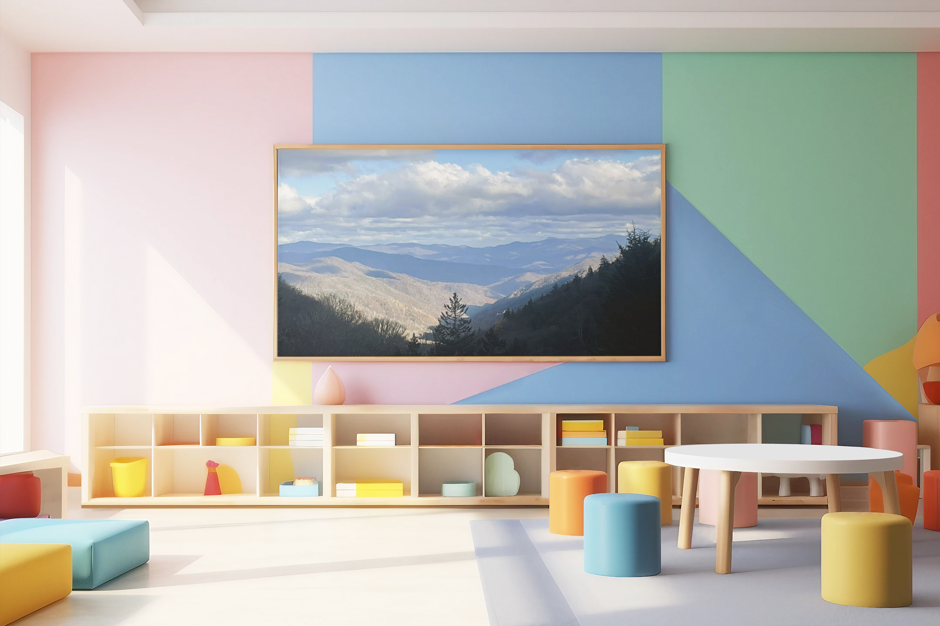 SOMETHING FOUND | TN Blue Mountain Valley Landscape Canvas | Satin Stretched Canvas