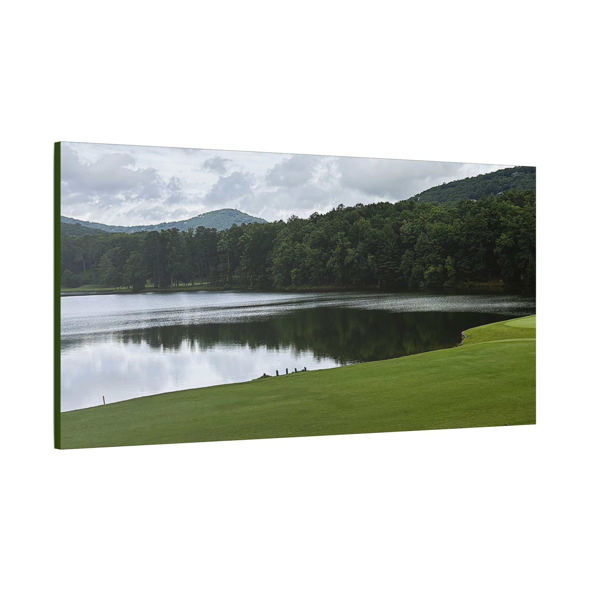 SOMETHING NEEDED | North Georgia Lake Landscape Canvas Stretched | Satin Canvas Wall Art
