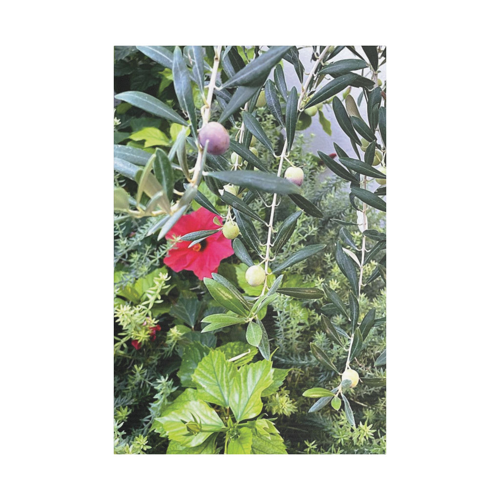 SOMETHING LUSH | Hibiscus and Red Wine Grapes Stretched Satin Canvas
