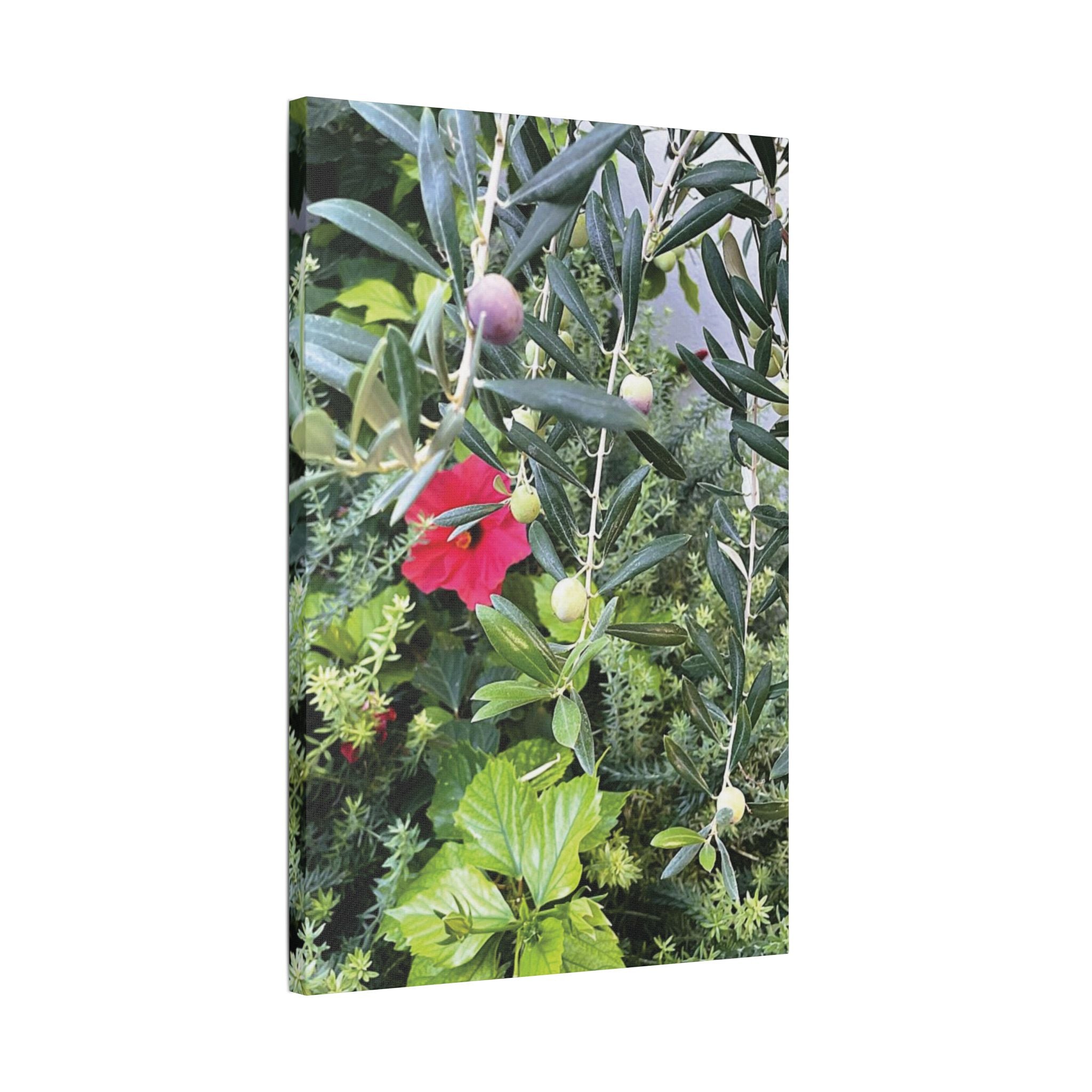 SOMETHING LUSH | Hibiscus and Red Wine Grapes Stretched Satin Canvas