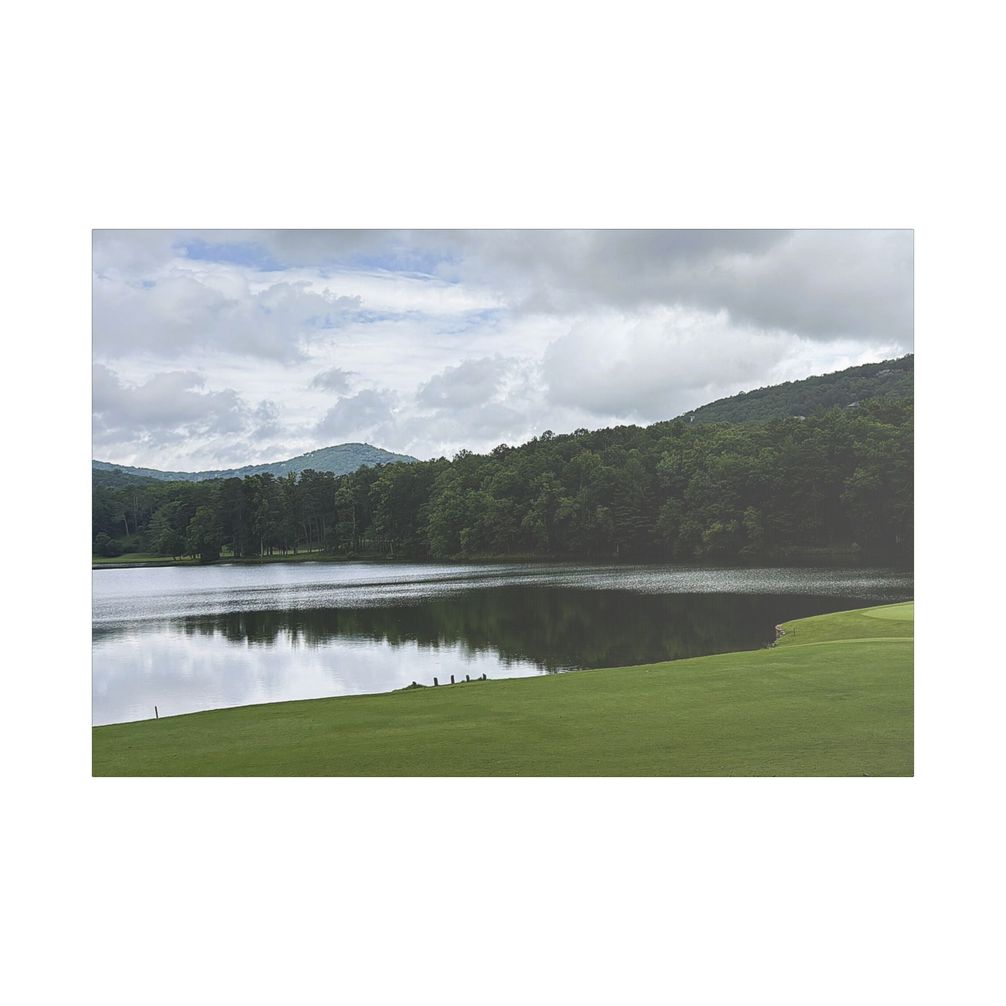 SOMETHING NEEDED | North Georgia Lake Landscape Canvas Stretched | Satin Canvas Wall Art