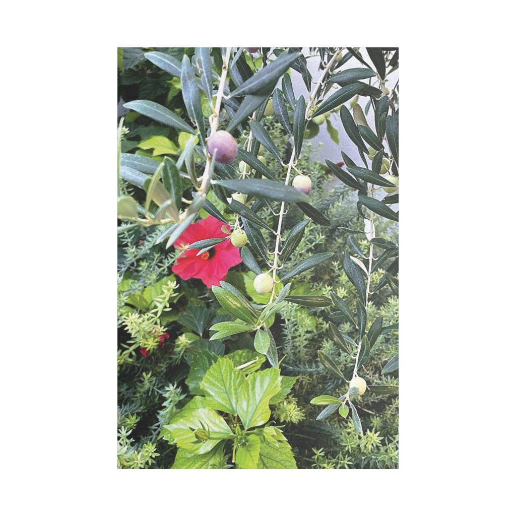 SOMETHING LUSH | Hibiscus and Red Wine Grapes Stretched Satin Canvas