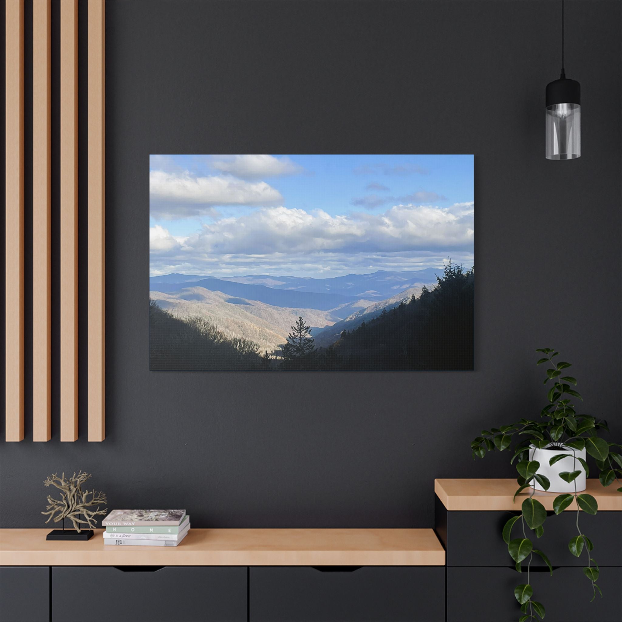 SOMETHING FOUND | TN Blue Mountain Valley Landscape Canvas | Satin Stretched Canvas